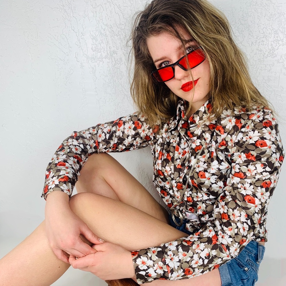 50% OFF Vintage 70’s Floral Flare Collar Shirt - Picture 5 of 8